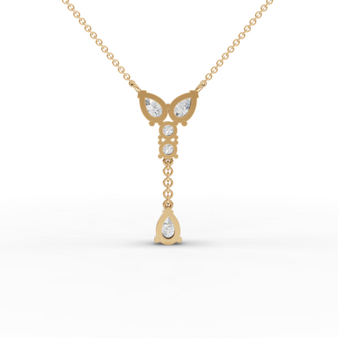 Drop Necklace with Lab Grown Diamond Pear and Round Arrangement