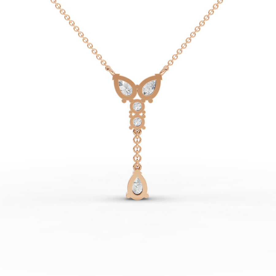 1.26 Ct Pear & Round Statement Necklace