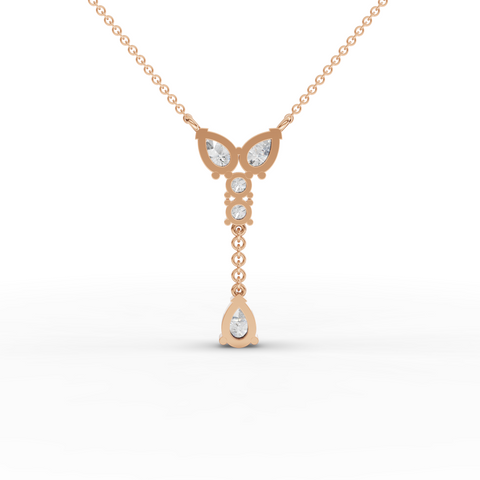 Drop Necklace with Lab Grown Diamond Pear and Round Arrangement