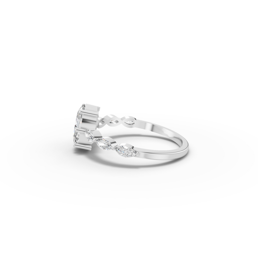 1.31 Ct Oval Solitaire With Side Diamond Ring
