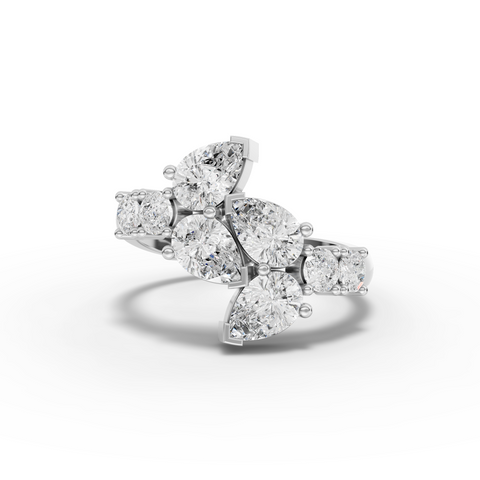 1.83 Ct Pear & Round Statement Lab Diamond Ring