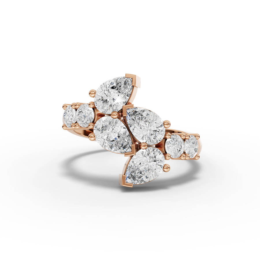 1.83 Ct Pear & Round Statement Lab Diamond Ring