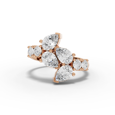 1.83 Ct Pear & Round Statement Lab Diamond Ring