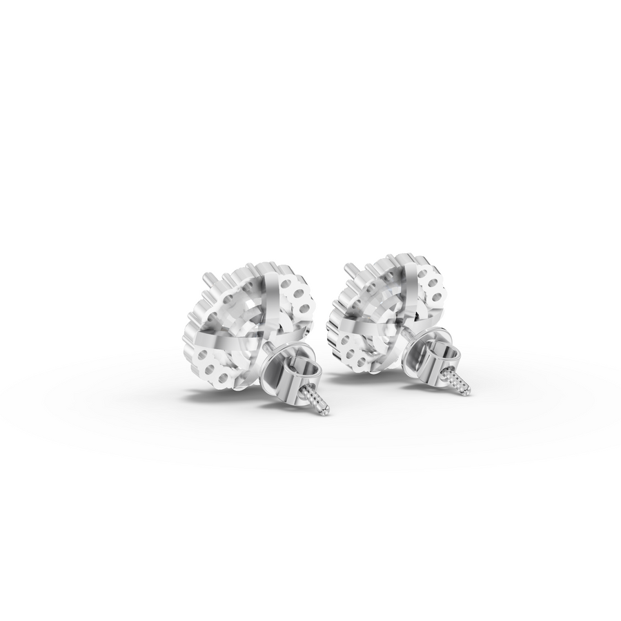 2.40 Ct Round Halo Lab Grown Diamond Stud Earrings