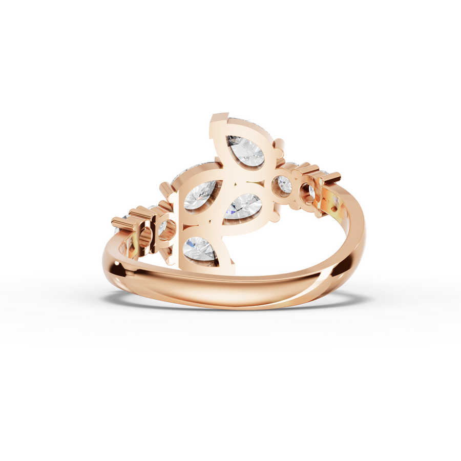 1.83 Ct Pear & Round Statement Lab Diamond Ring
