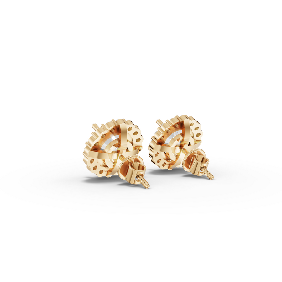 2.40 Ct Round Halo Lab Grown Diamond Stud Earrings
