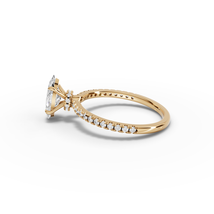 0.98 Ct Marquise Hidden Halo Pavé Ring