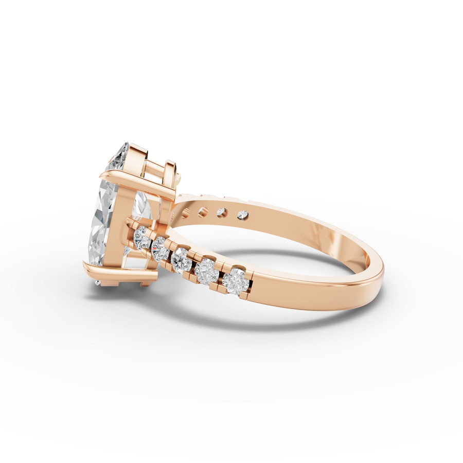 3.30 Ct Oval Solitaire With Pavé Ring 3.00 Ct Center