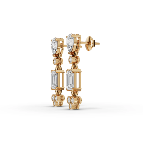 Pear & Emerald-Cut Lab-Grown Diamond Jewelry Set: Drop Earrings, Pendant Necklace & Cluster Ring