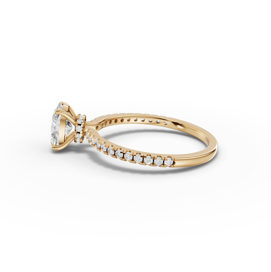 0.98 CT Oval Hidden Halo Pavé Ring