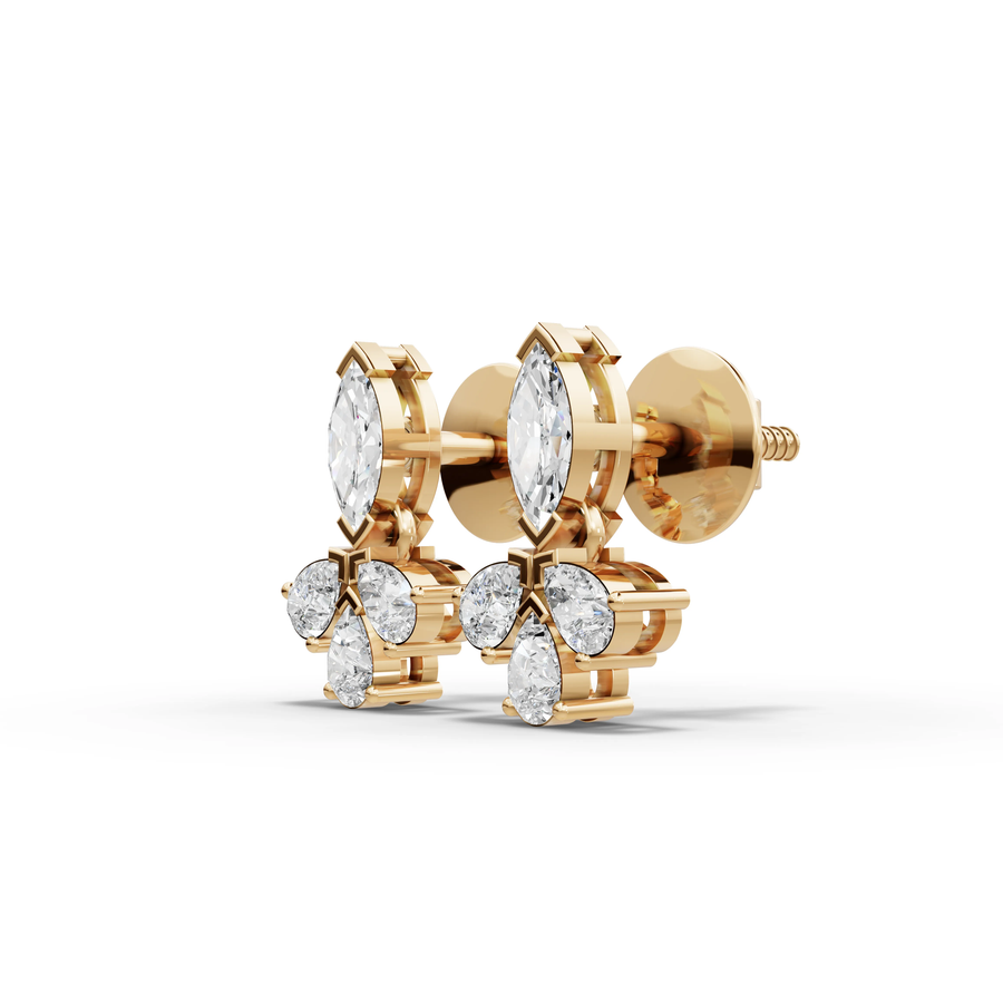 0.53 Ct Marquise Floral Diamond Studs