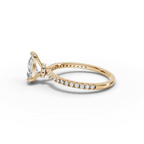 1.23 Ct Pear Hidden Halo Pavé Ring