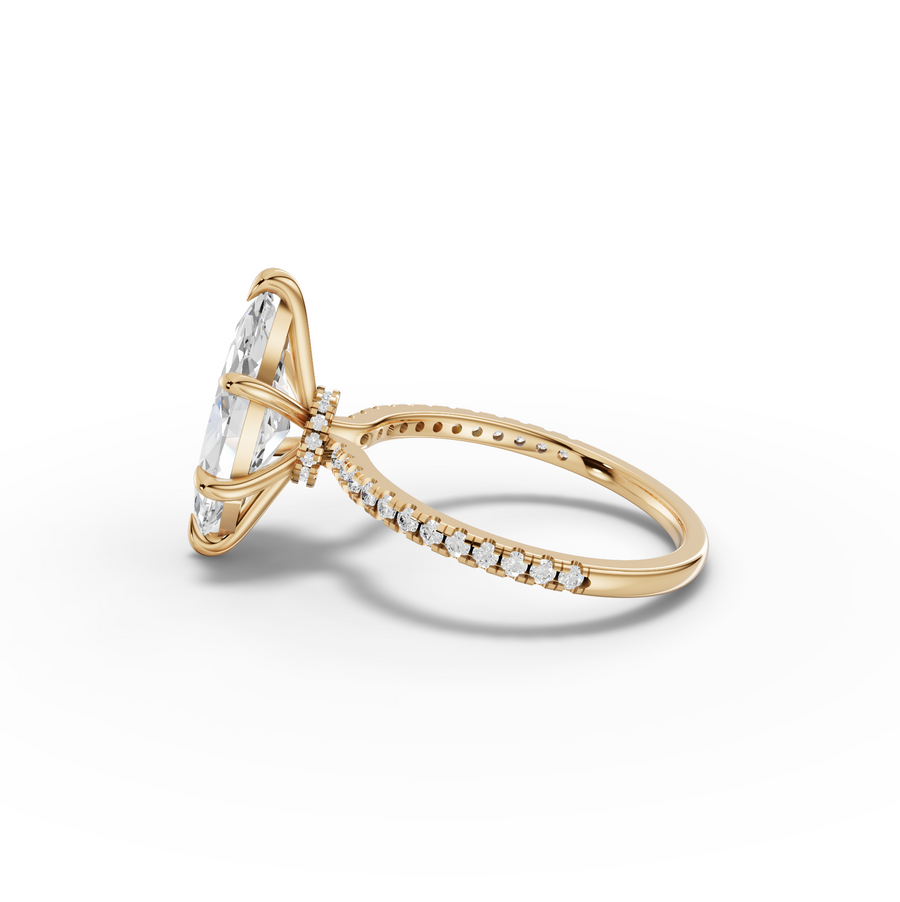 2.73 Ct Marquise Hidden Halo Accent Lab Diamond Ring