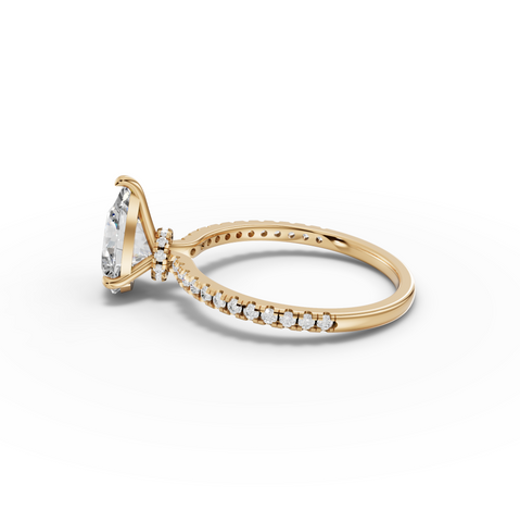 1.73 Ct Pear Hidden Halo Pavé Ring