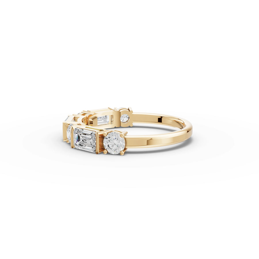1.57 Ct Emerald Diamond Half Eternity Ring