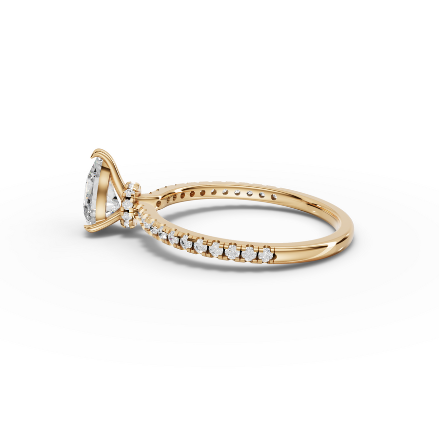 0.98 Ct Pear Hidden Halo Pavé Ring
