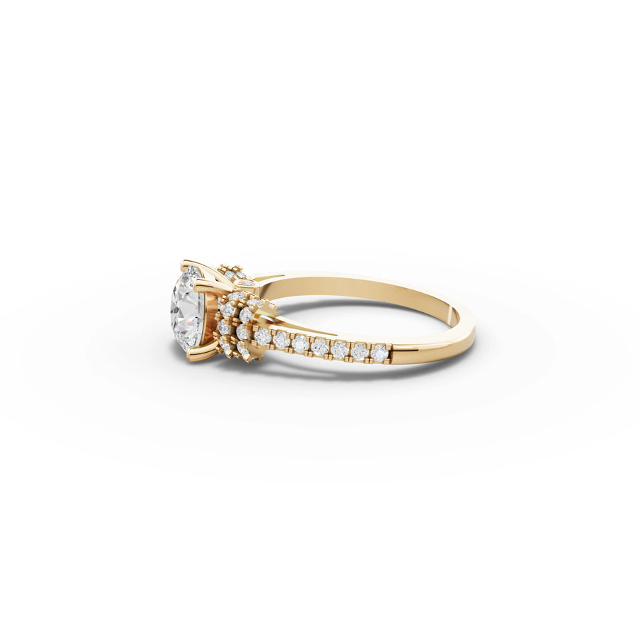 Round solitaire ring yellow gold angle