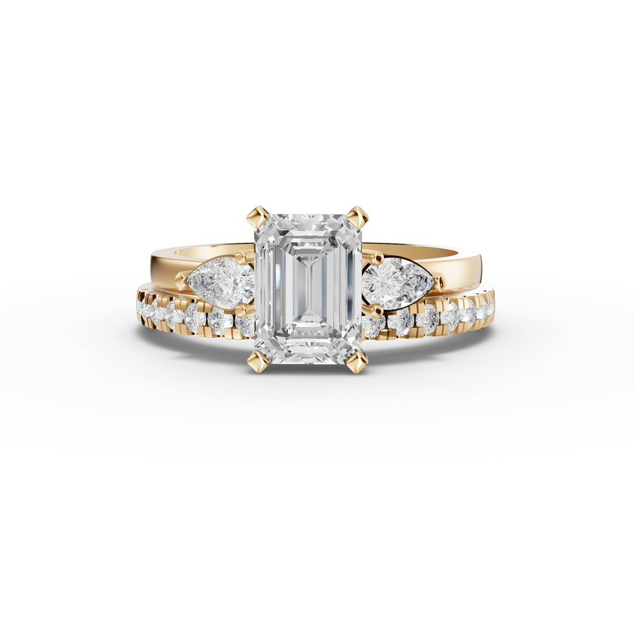 1.36 Ct Emerald Lab Diamond Bridal Set with Accent Band 1.00 Ct