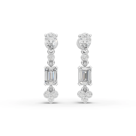 Pear & Emerald-Cut Lab-Grown Diamond Jewelry Set: Drop Earrings, Pendant Necklace & Cluster Ring