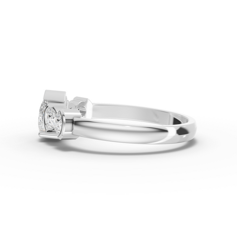 0.76 Ct Pear Lab Diamond Ring with Round Accent Stones
