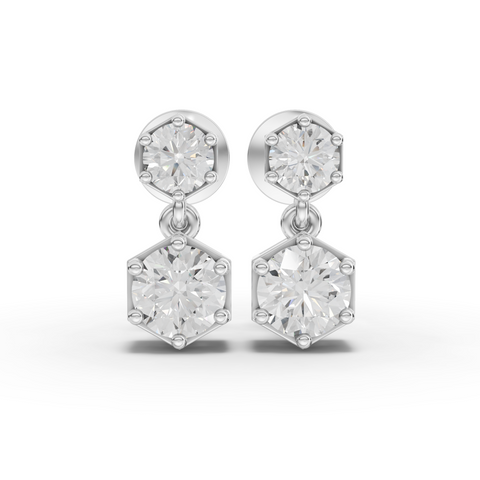 0.68 Ct Hexagon Geometric Drop Lab Diamond Earrings