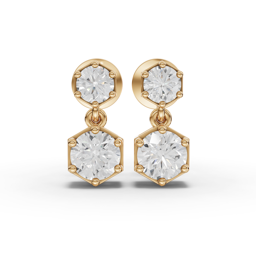 0.68 Ct Hexagon Lab Diamond Drops Earrings
