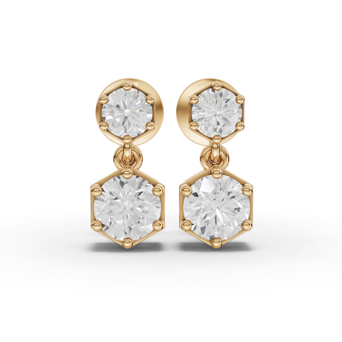 0.68 Ct Hexagon Geometric Drop Lab Diamond Earrings