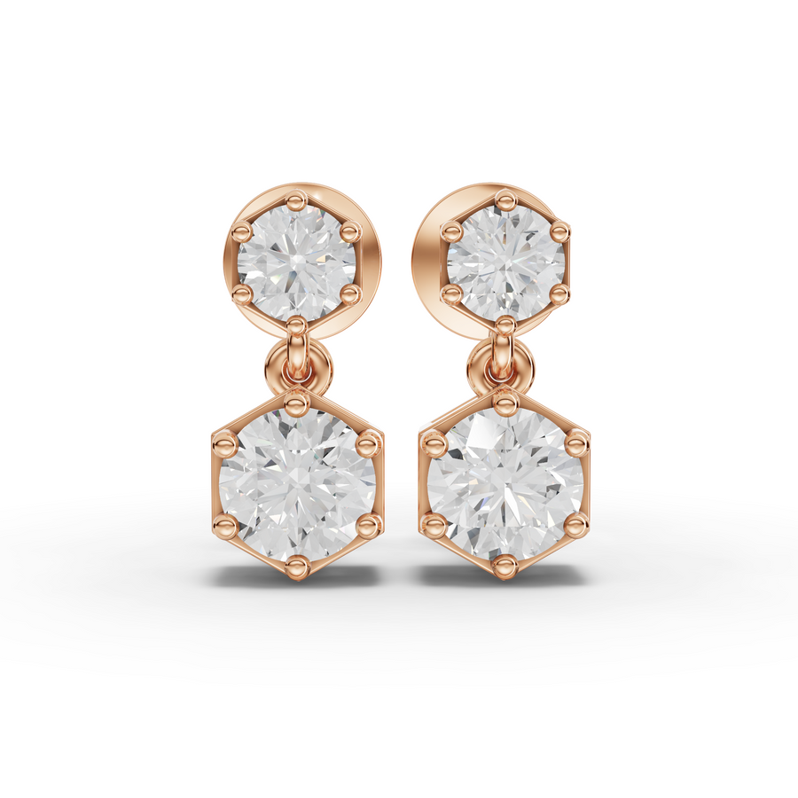 0.68 Ct Hexagon Lab Diamond Drops Earrings