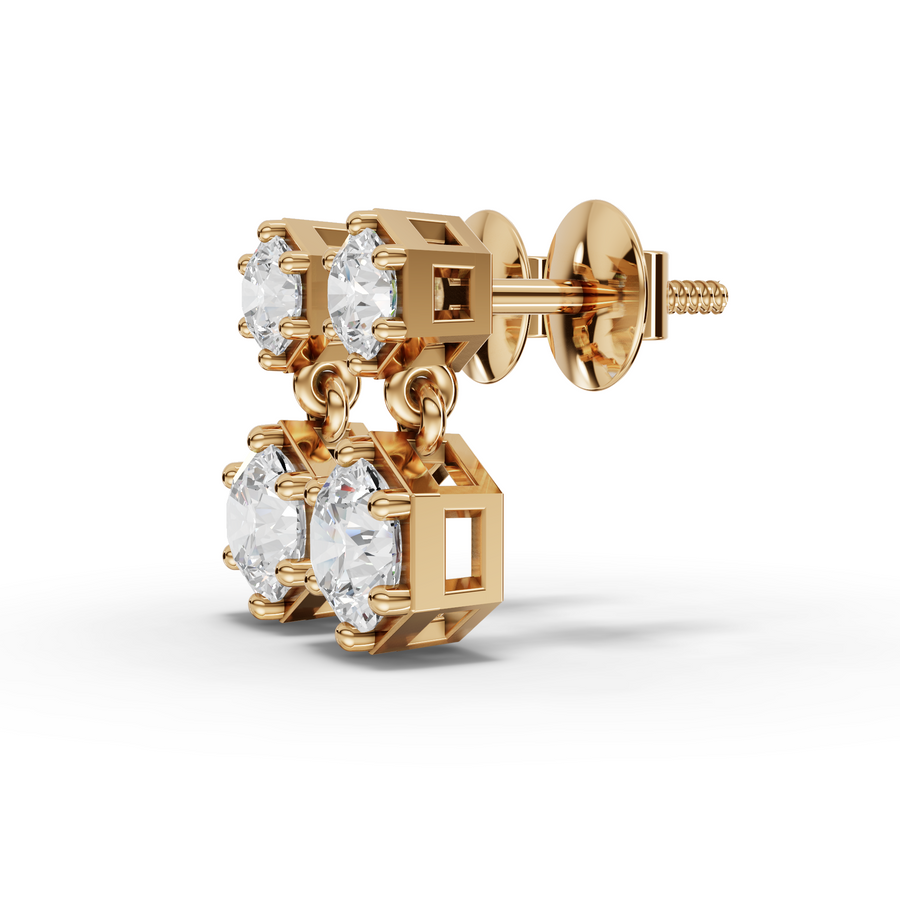 0.68 Ct Hexagon Lab Diamond Drops Earrings