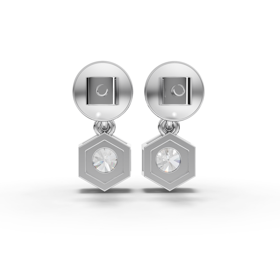 0.68 Ct Hexagon Lab Diamond Drops Earrings