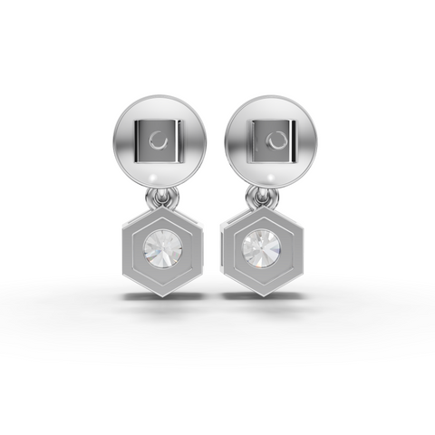 0.68 Ct Hexagon Geometric Drop Lab Diamond Earrings