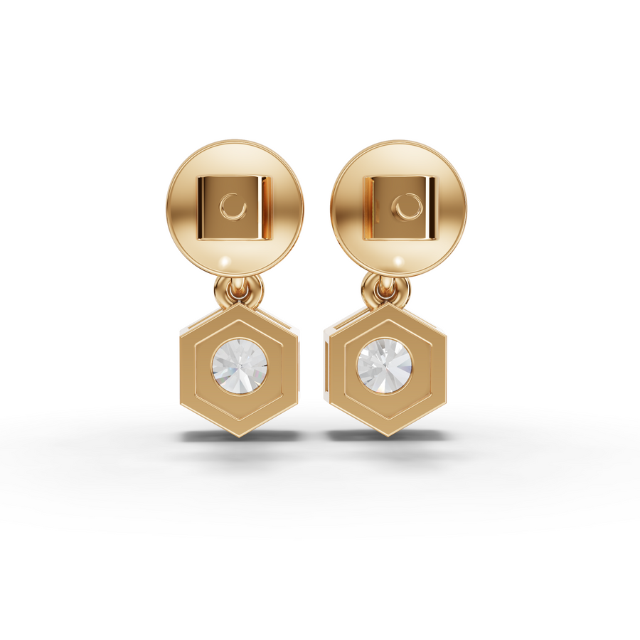 0.68 Ct Hexagon Lab Diamond Drops Earrings