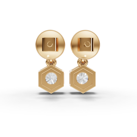 0.68 Ct Hexagon Geometric Drop Lab Diamond Earrings