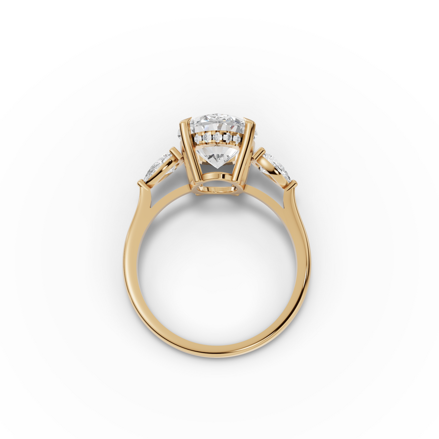 3.36 Ct Oval Three Stone Hidden Halo Engagement Ring