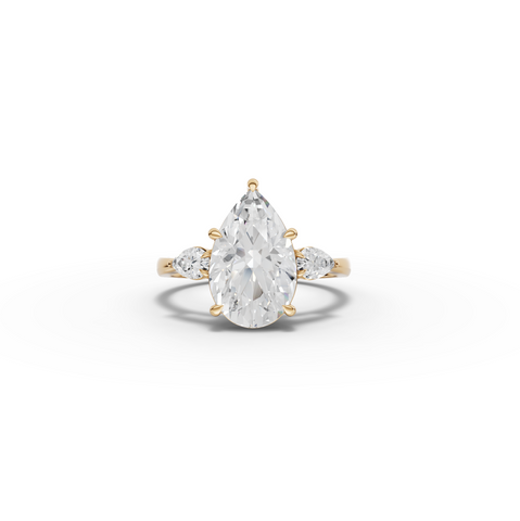 3.83 CT Pear Three-Stone Lab Diamond Ring
