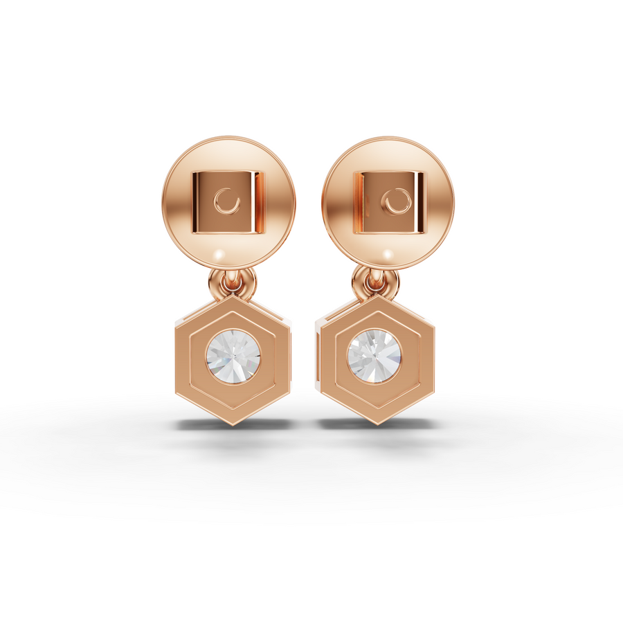 0.68 Ct Hexagon Lab Diamond Drops Earrings