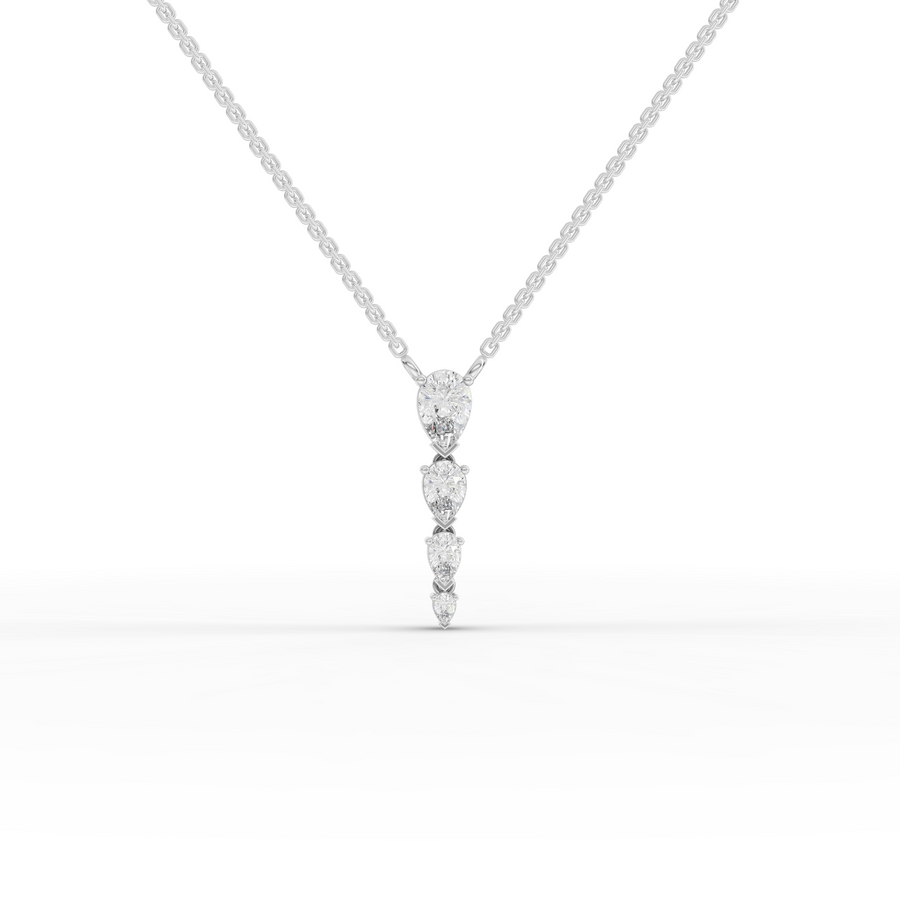 1.28 ct vertical pear lab grown diamond pendant necklace with elongated drop design on a delicate chain