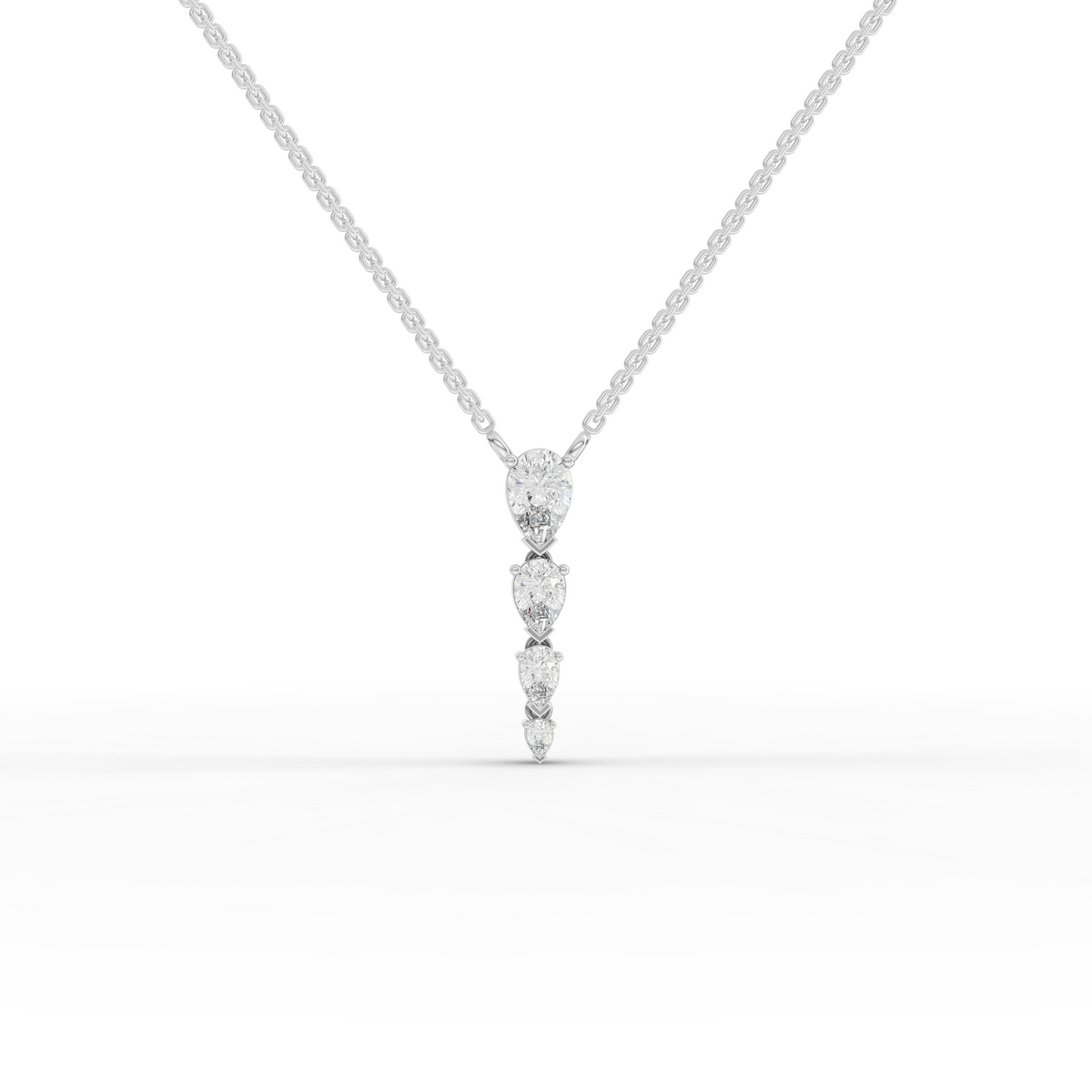 1.28 Ct Vertical Pear Drop Lab Diamond Pendant Necklace