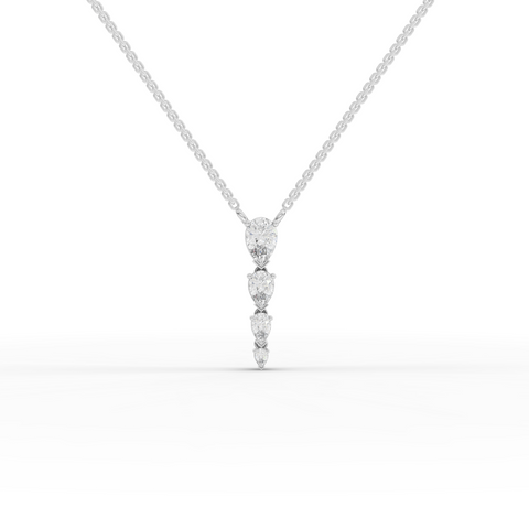 1.28 Ct Vertical Pear Drop Lab Diamond Pendant Necklace