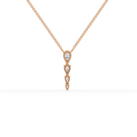 1.28 Ct Vertical Pear Drop Lab Diamond Pendant Necklace