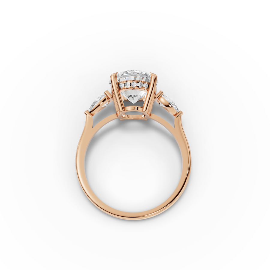3.36 Ct Oval Three Stone Hidden Halo Engagement Ring