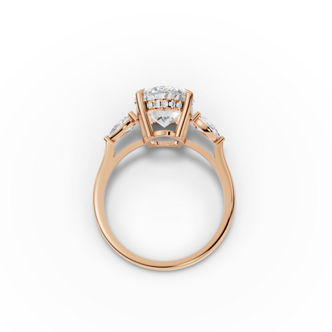 3.36 Ct Oval Three Stone Hidden Halo Engagement Ring