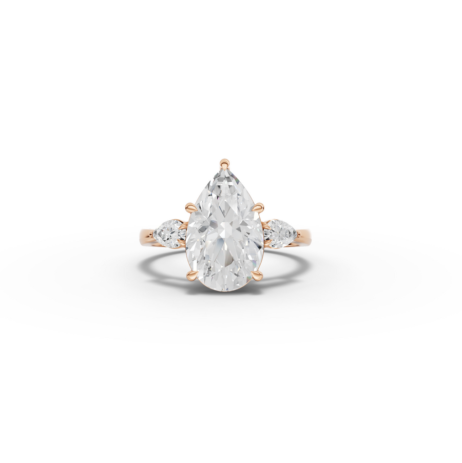 3.83 CT Pear Three-Stone Lab Diamond Ring