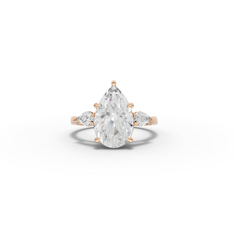 3.83 CT Pear Three-Stone Lab Diamond Ring