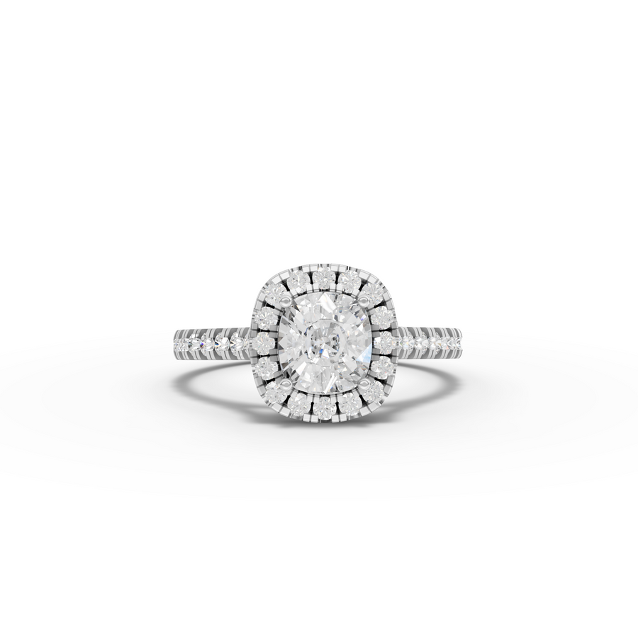 1.37 Ct Cushion Halo Lab Grown Diamond Ring