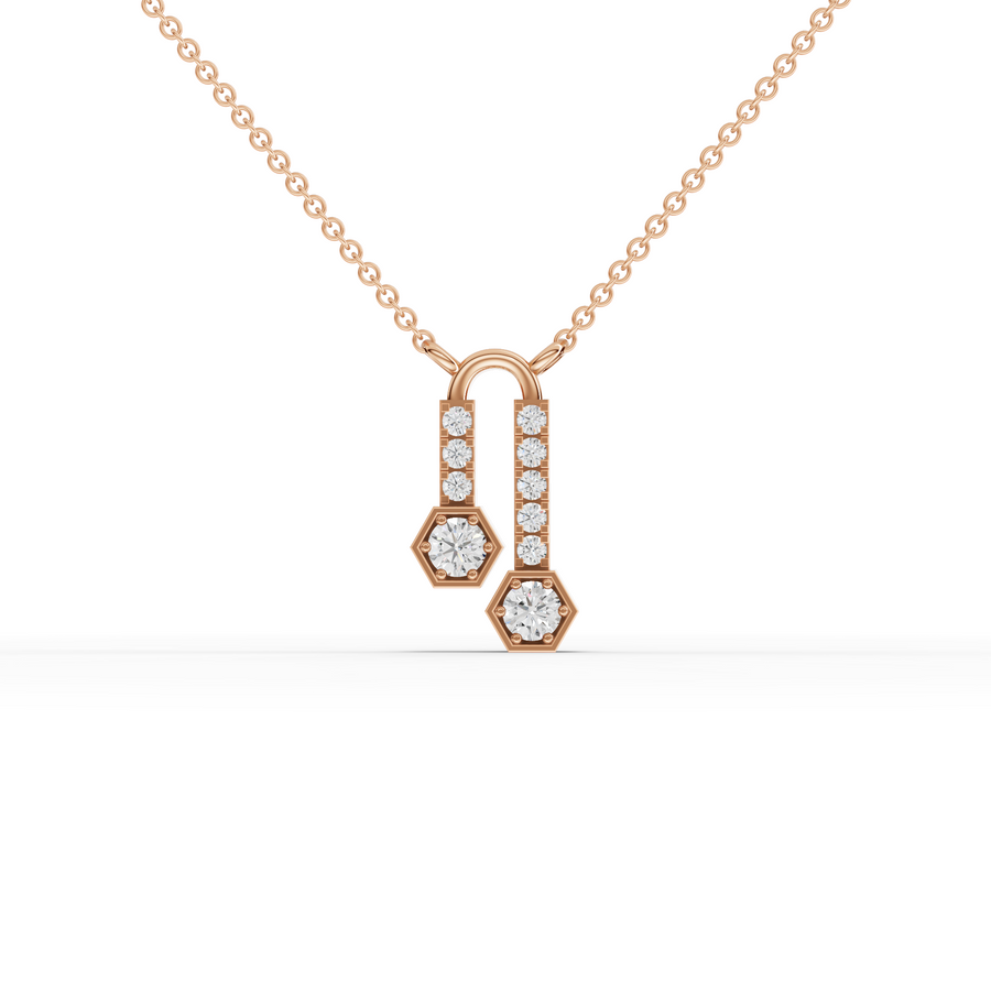 0.30 Ct Round Hexagon Lab Diamond Pendant