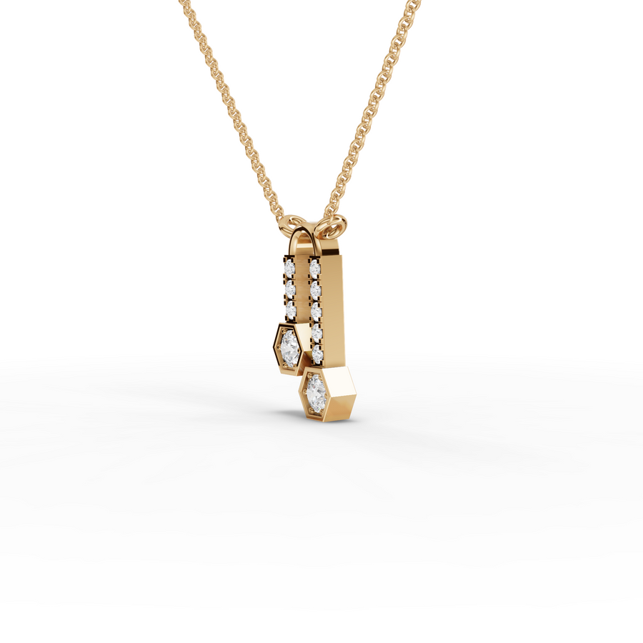 0.30 Ct Round Hexagon Lab Diamond Pendant