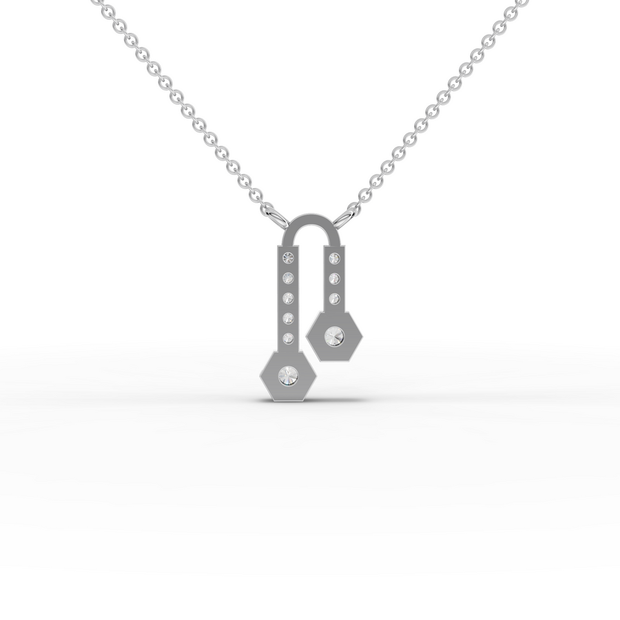 0.30 Ct Round Hexagon Lab Diamond Pendant