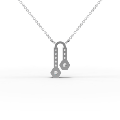 Lab-Grown Diamond Hexagon Drop Pendant Necklace with Pavé Bar Accents