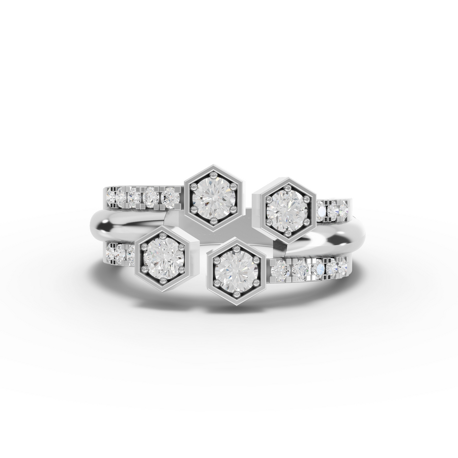 1.52 Ct Hexagon Round Lab Diamond Set